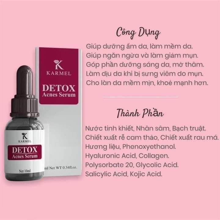 Serum Loại Bỏ Mụn đầu đen, bã nhờn, da sần vỏ cam, mờ vết thâm nám, tái tạo da, dưỡng trắng da-Detox Acnes Karmel(Kamel)