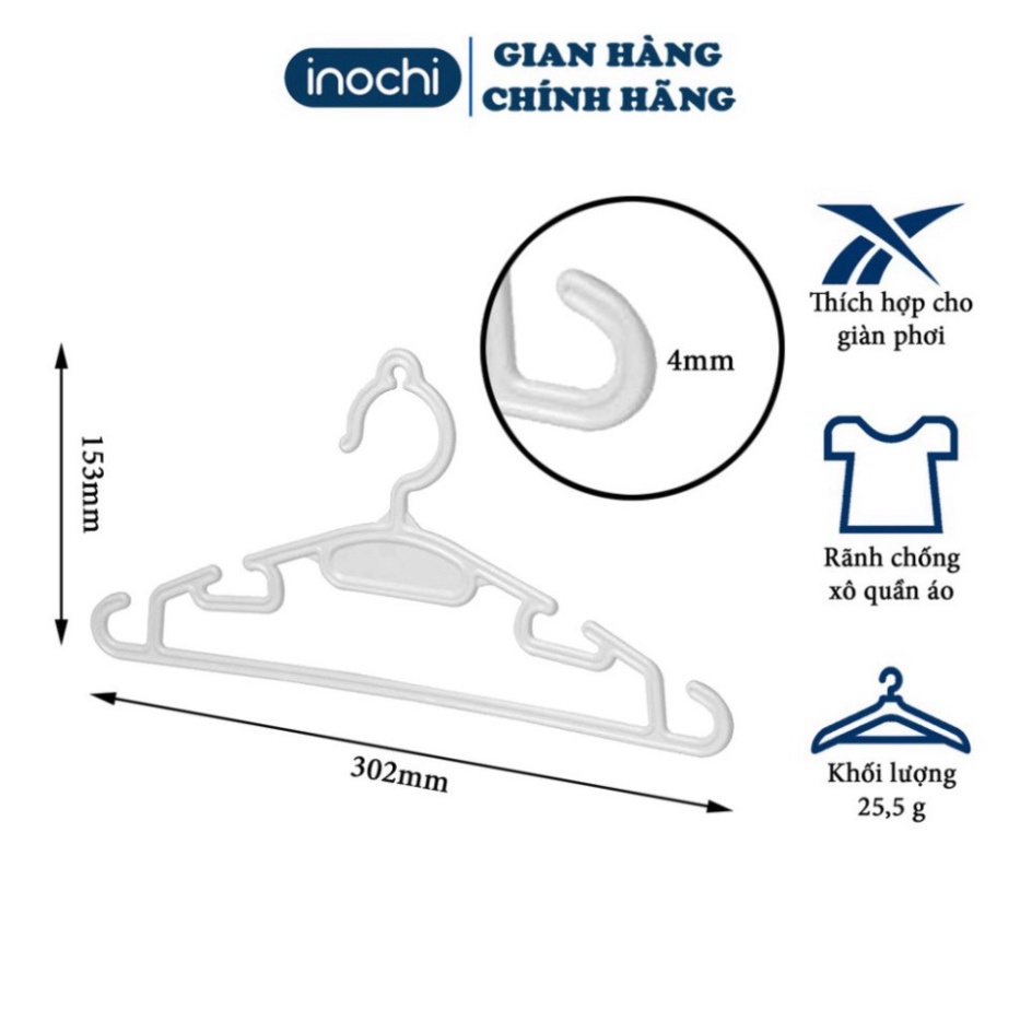 set 10 móc quần áo người lớn hokori, móc treo quần áo nhựa Việt Nhật ms.2832