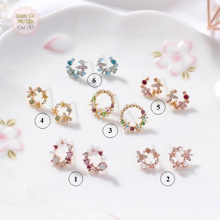 Bộ sưu tập hoa tai hình hoa hot trend thời trang Hàn nhỏ xinh HT185, giá rẻ