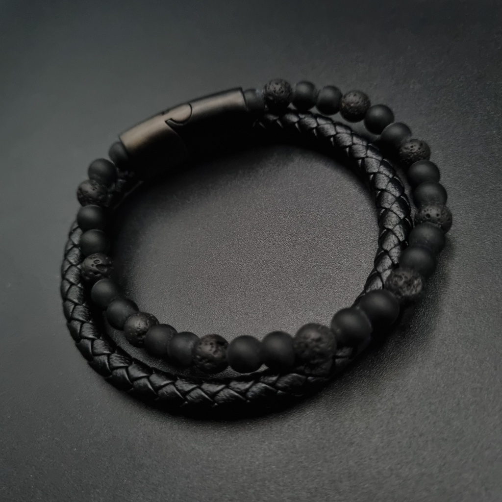 Vòng tay chuỗi hạt vòng tay da nam vòng tay đá Rocko