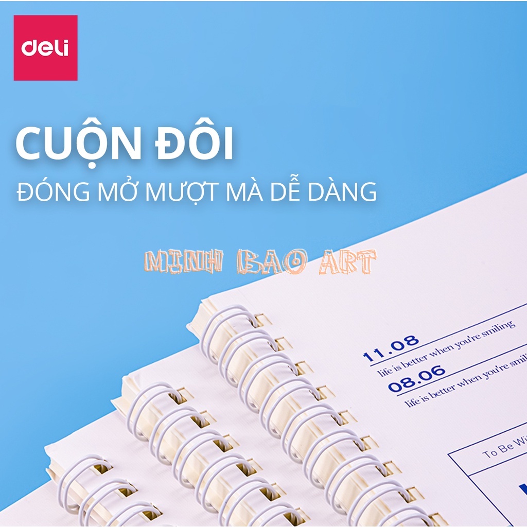 SỔ TAY GHI CHÉP GÁY LÒ XO A5 60 TRANG DELI PHIÊN BẢN VƯƠNG NGUYÊN MỚI - KẺ NGANG - LA560-N14