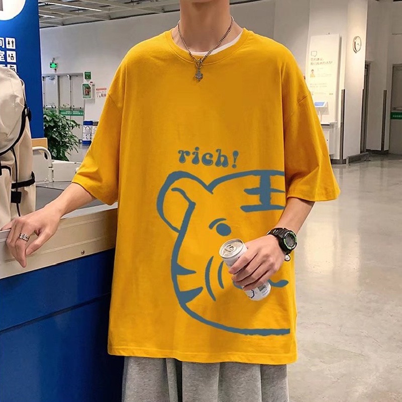 Áo Thun Dáng Rộng In Họa Tiết Hoạt Hình Phong Cách Hip Hop Đường Phố Hàn Quốc Thời Trang Mùa Hè Cho Nam Và Nữ M-8XL