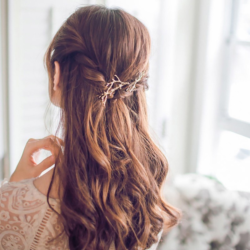 Kẹp tóc kim loại tạo hình sừng tuần lộc dễ thương cho nữ