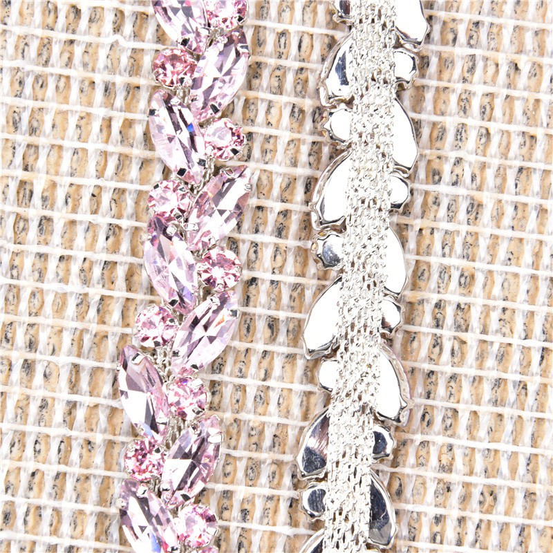 Dây Xích Kim Loại Đồng Đính Đá Pha Lê Chiều Rộng 1.5cm Dùng Trang Trí Quần Áo / Túi Xách DIY