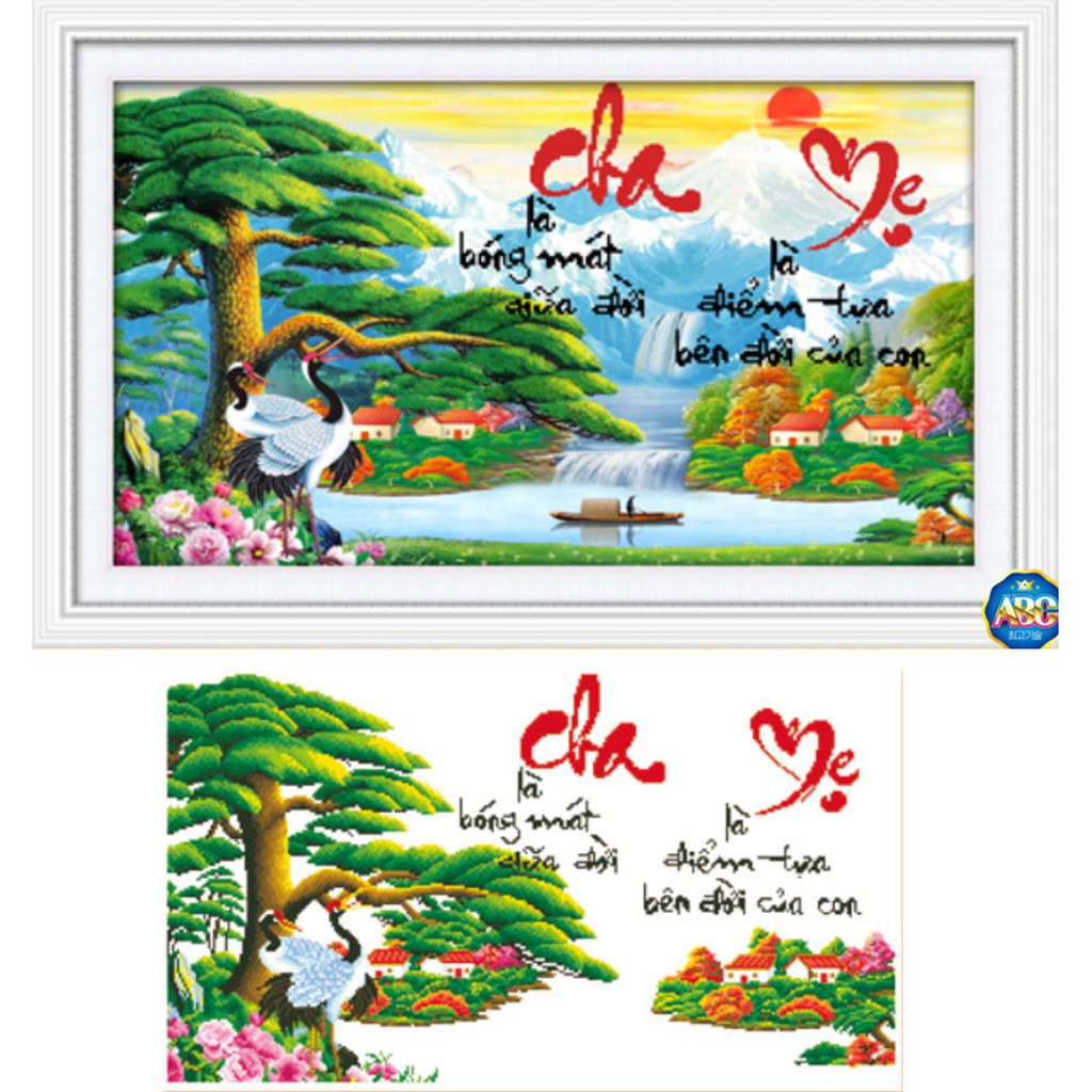 Tranh đính đá Thư pháp cha mẹ DF285 93*56cm