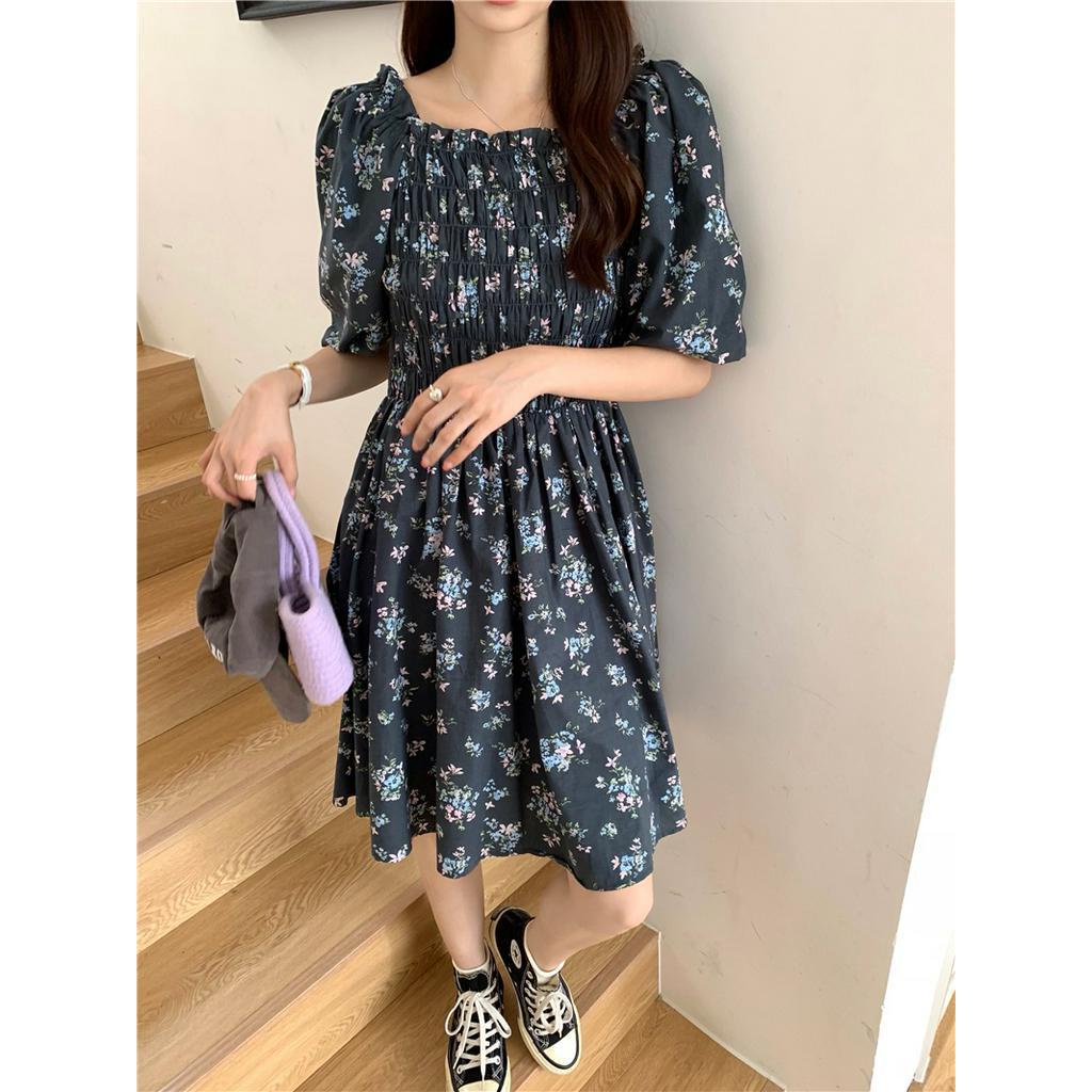 Váy Hoa Chữ A Vải Cotton Ngắn Tay Thời Trang Sành Điệu 64090