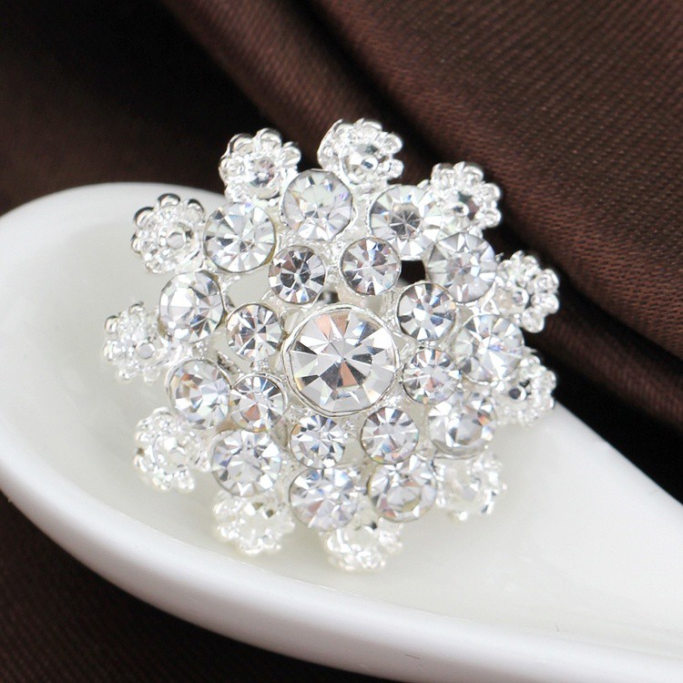 Ghim cài áo hình hoa đính đá giả kim cương thời trang cho nữ