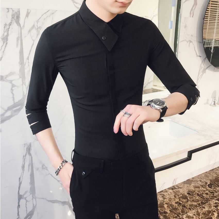 Áo sơ mi nam, Áo sơ mi  tay lỡ làm từ hỗn hơp rợi tổng hợp, co giãn nhẹ, mặc thoải mái, thấm hút mồ hôi N17