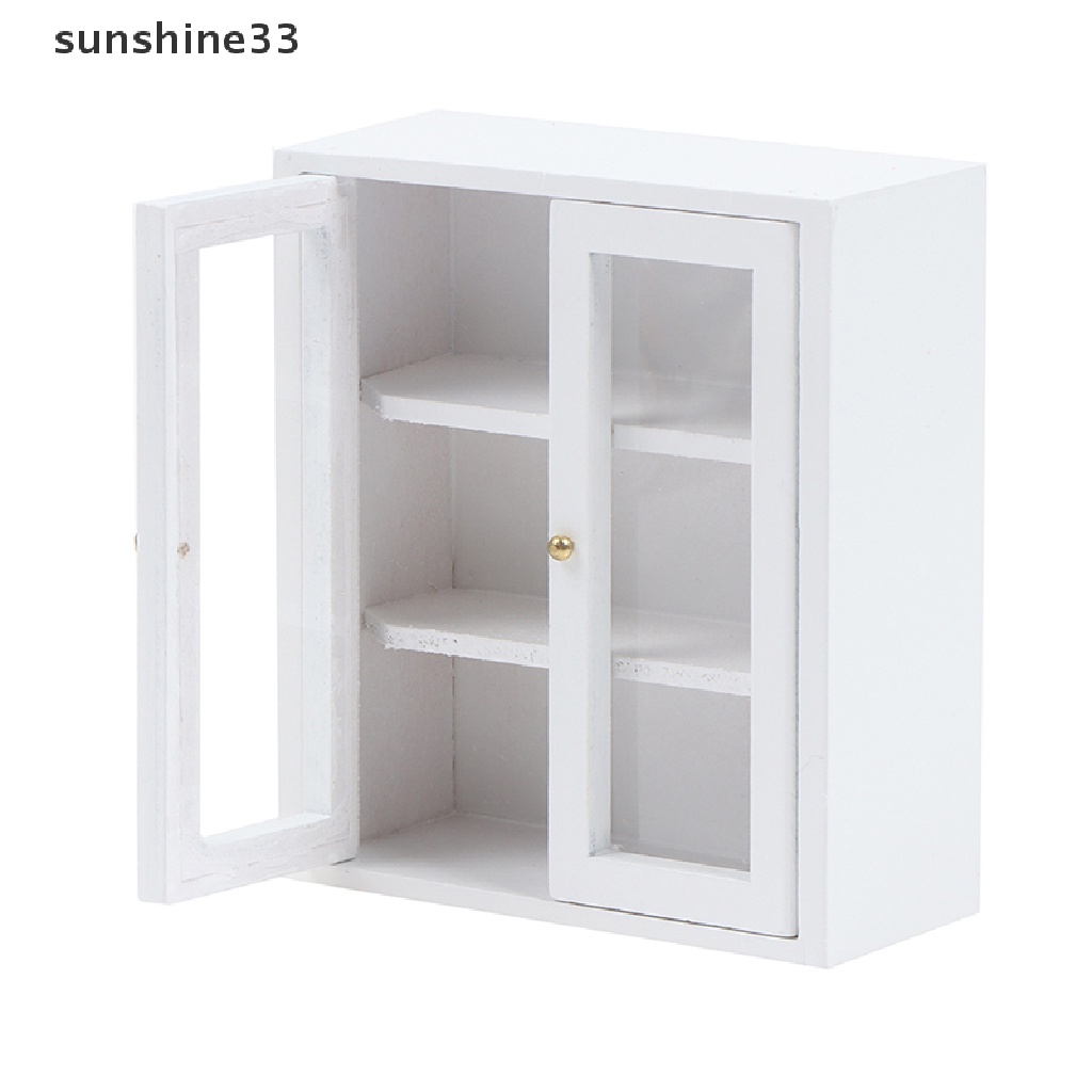 SU 1:12 Dollhouse Miniature White Wall Cupboard Storage Cabinet Model Furniture Toy n