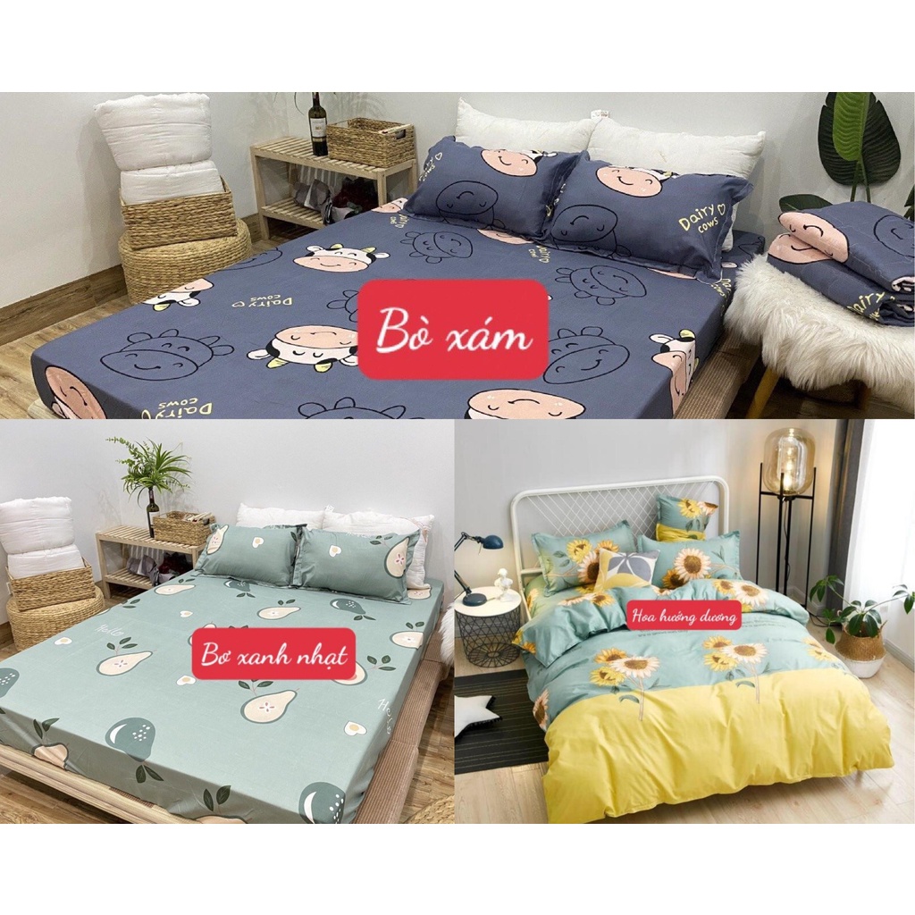 Bộ ga gối cotton poly kích thước 1m2/ 1m4/1m6/1m8/2m2- họa tiết heo nhí nhố