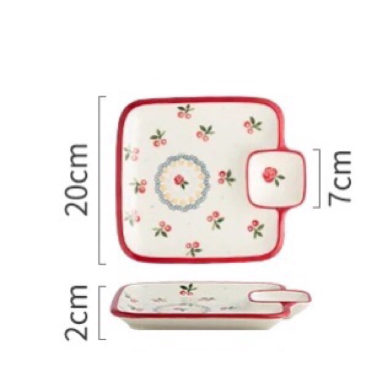Đĩa cherry kèm 1 ngăn chấm