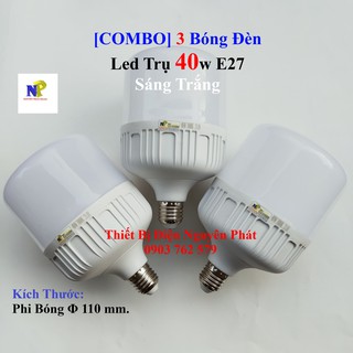 [COMBO] 3 Bóng Đèn Led Trụ 40w E27 Ánh Sáng Trắng - Tiết Kiệm Năng Lượng