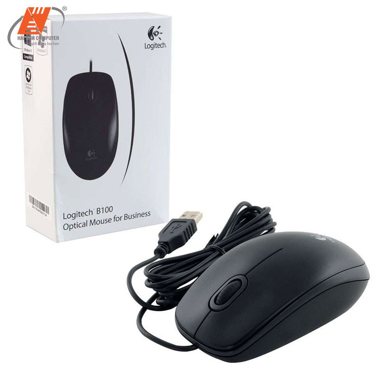 Chuột máy tính Mouse Logitech B100 | USB - Thuận cả hai tay - Quang học 800 DPI - Hàng chính hãng