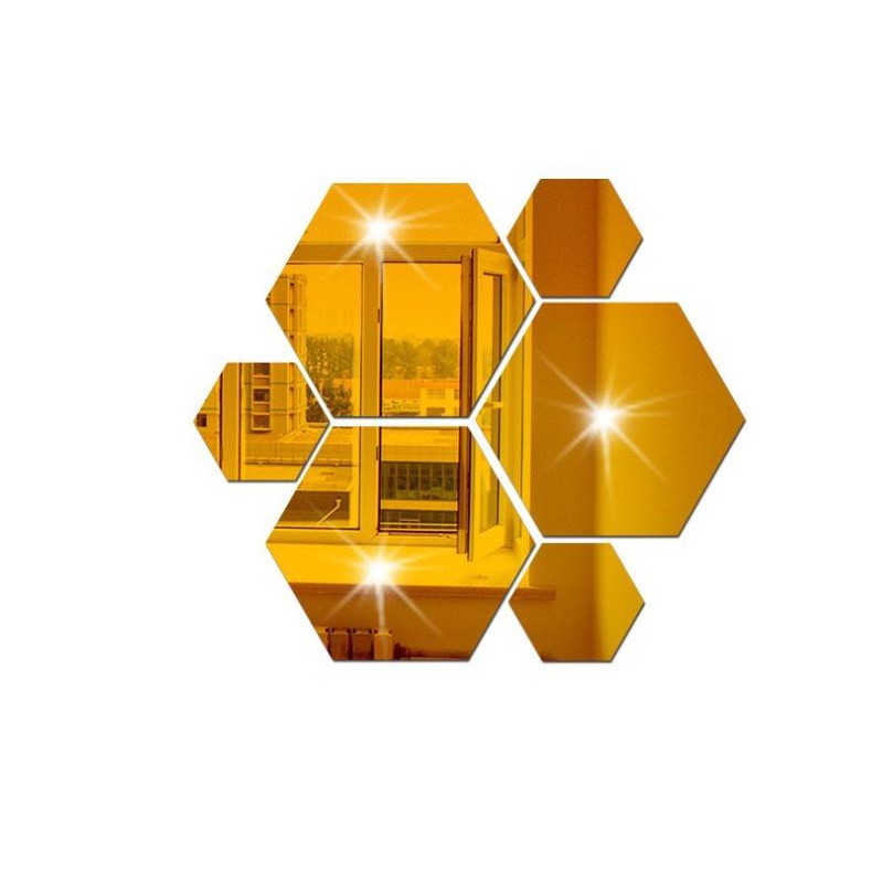 Gương dán tường lục giác Golden Luxury 20x17cm size lớn (Bộ 12 miếng) - Harushop168 - SmartStore1688