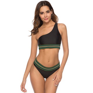 FREESHIP ĐƠN 99KWomen's Sexy Bikini One Shoulder Solid Color Split Swimsuit