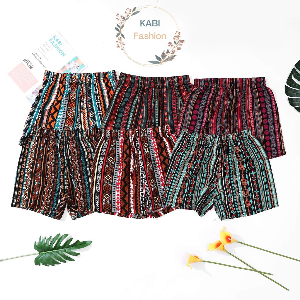Quần đùi nữ KABI quần short vải tole quần ngắn mặc nhà mặc ngủ hoa văn alibaba thoáng mát dễ thương nhiều màu | BigBuy360 - bigbuy360.vn