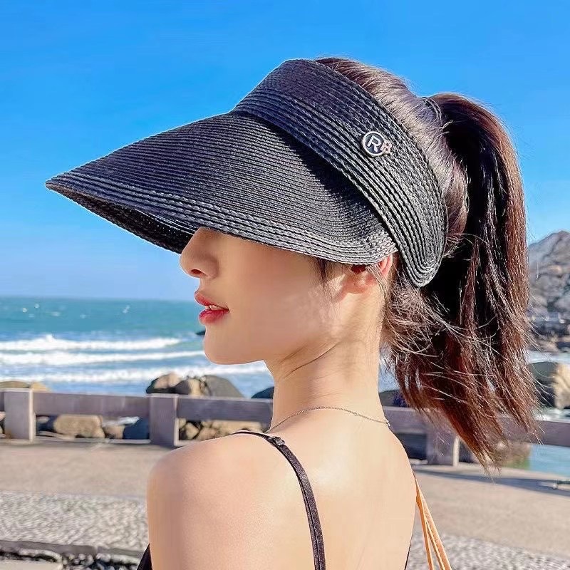 Mũ cói thời trang KOMI nón cói rộng vành nửa đầu nữ phong cách năng động trẻ trung