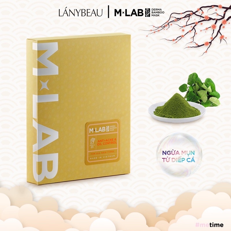 Bộ Đôi Mặt nạ dưỡng da ngừa mụn, kiểm soát dầu LÁNYBEAU MLAB Derma Bamboo Anti Acne & Oil Control 2 hộp 14 miếng (28g/m) | BigBuy360 - bigbuy360.vn