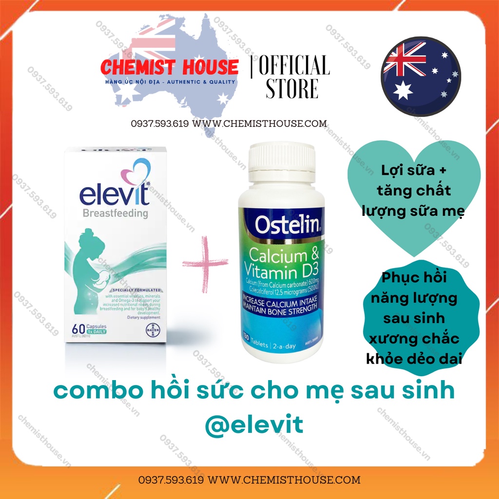 [Hàng chuẩn Úc] ELEVIT COMBO DƯỠNG SỨC CHO MẸ SAU SINH