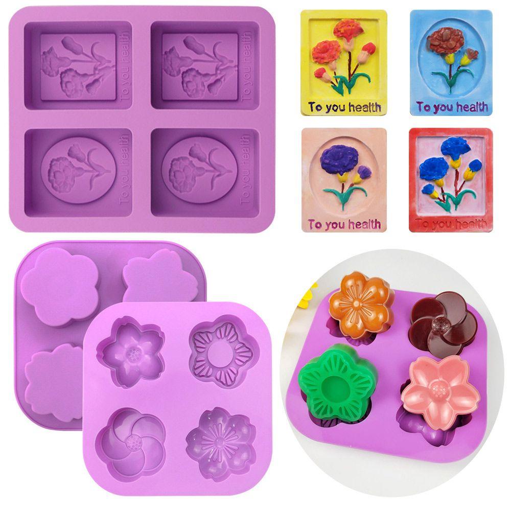 Khuôn Silicone Tạo Hình Làm Xà Phòng 3D DIY 4 Ngăn Đa Năng