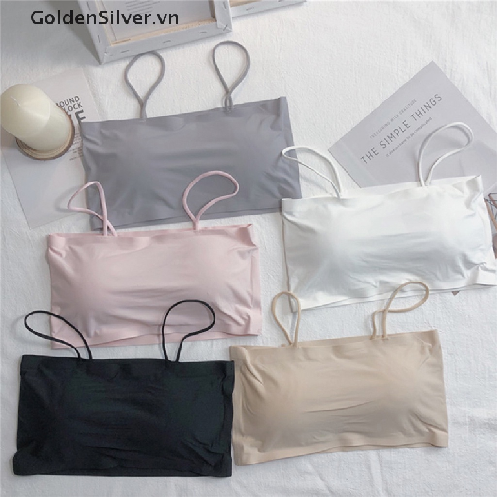 [Goldsilver] Áo Ngực Ống Bằng Lụa Lạnh Có Đệm Lót Có Thể Tháo Rời Không Đường May Cho Nữ