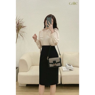 Áo sơ mi lụa phối nơ cổ tiểu thư Calie AS023
