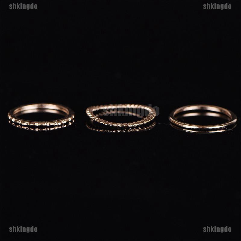 Set 12 chiếc nhẫn màu vàng trang sức thời trang sang trọng cho nữ