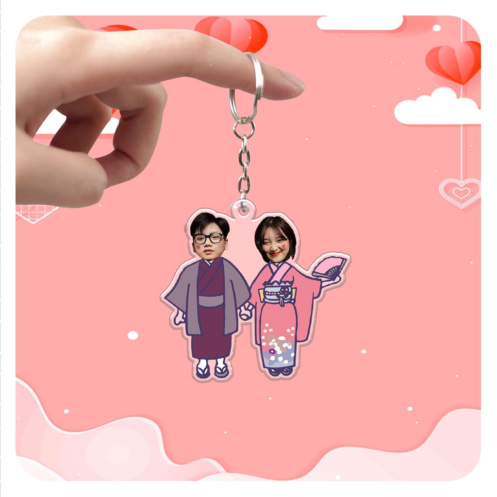 Móc khóa cho cặp đôi in hình theo yêu cầu dễ thương đáng yêu, quà tặng cho người yêu, bạn bè, gia đình