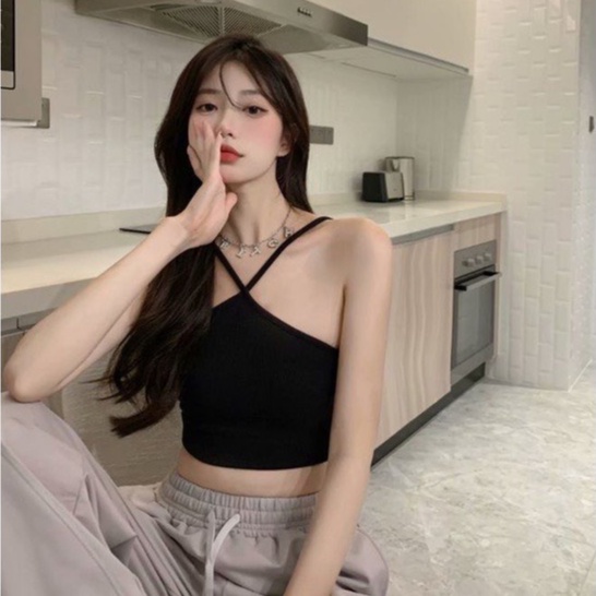 Áo Croptop 2 DÂY CHÉO MẢNH Thun Gân Nữ Đẹp, Áo Dây Đắp Chéo Cổ GOVA