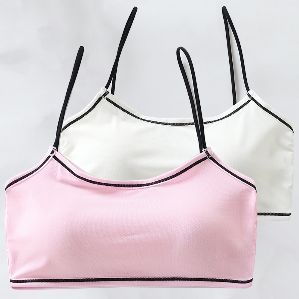 Áo ngực cho bé gái bằng cotton thoáng khí không có vòng thép với miếng đệm bọt biển có thể tháo rời