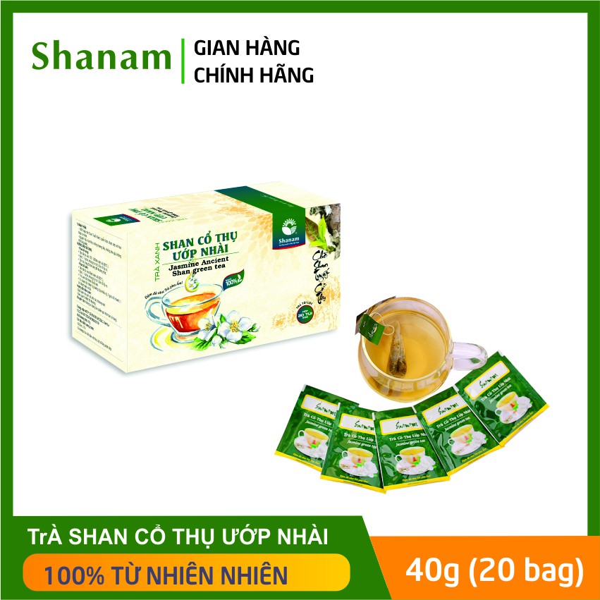 [TRÀ TÚI LỌC] Shan cổ thụ ướp nhài - trà shan tuyết, chế biến từ cây trà cổ thụ, ướp hoa nhài tự nhiên.