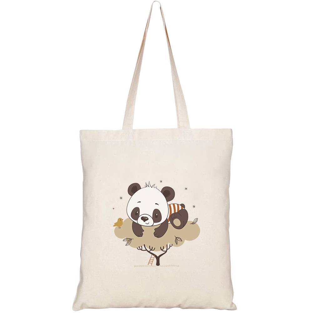 Túi vải tote canvas HTFashion in hình gấu trúc HT271