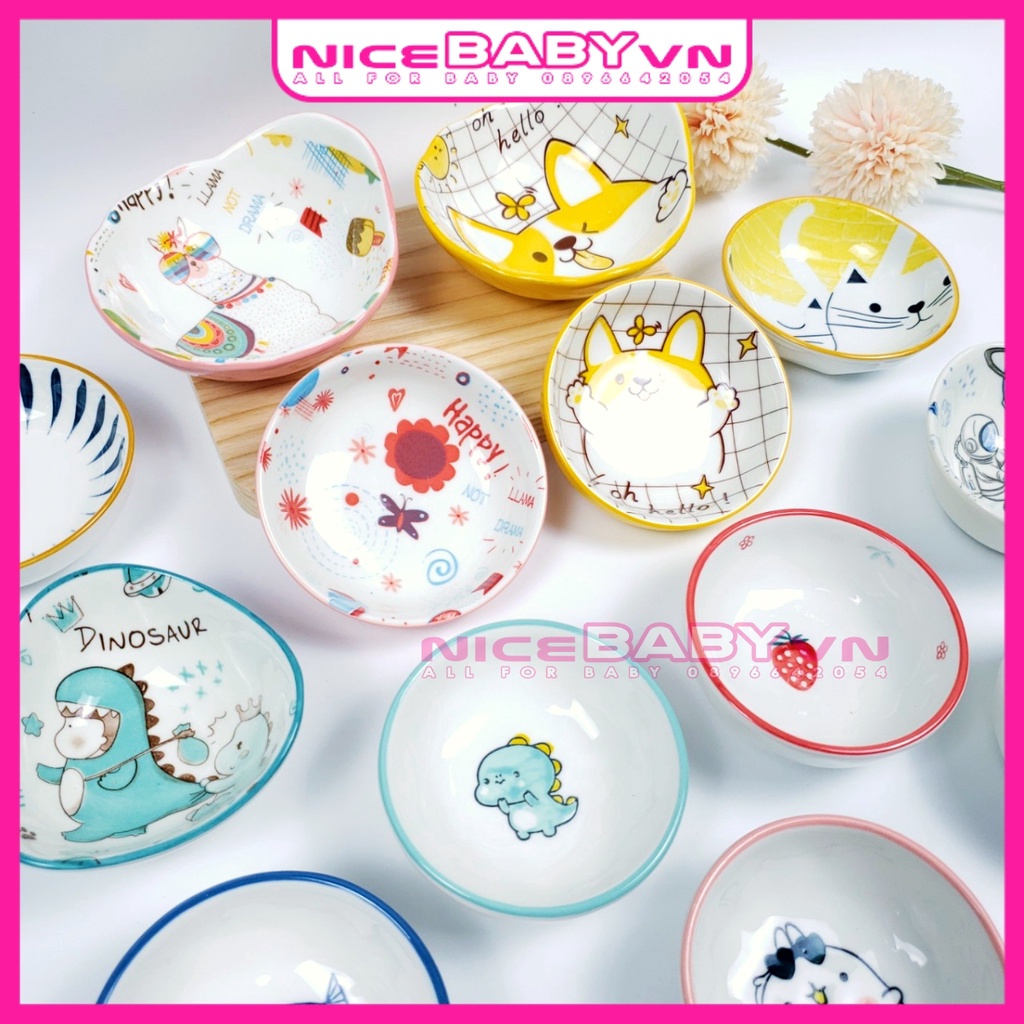 Bát Ăn Dặm Gốm Sứ Kiểu Nhật Chén Nước Chấm Họa Tiết 60ml NiceBabyVn