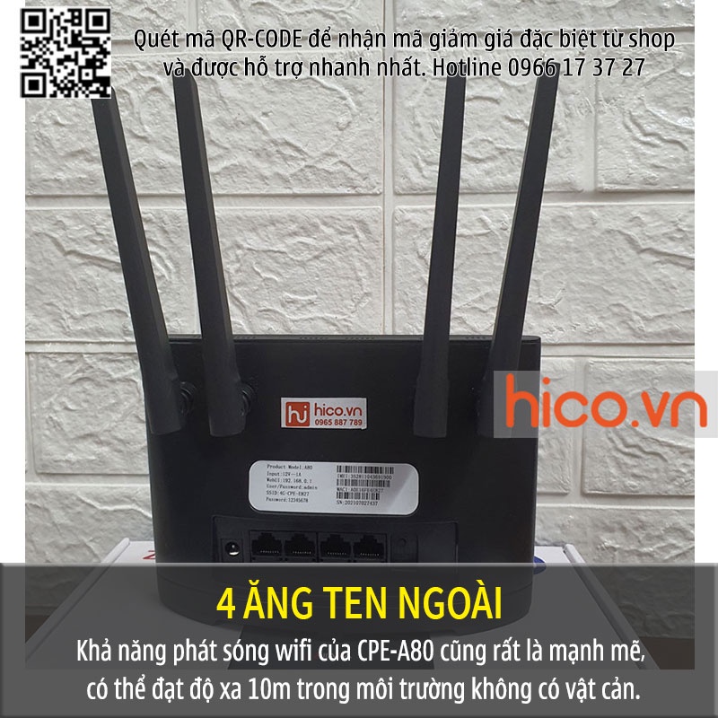 Bộ Phát Wifi Từ Sim 3G 4G LTE CPE 101 - 3 Cổng Lan , Truy Cập Tối Đa 32 Thiết Bị , Lắp Cho Oto Khách , Camera , TV Smart