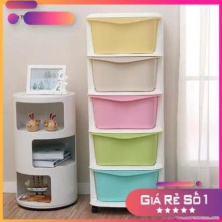 Tủ Nhựa Đa Sắc Ngăn Kéo 5 Tầng đựng nhiều đồ, có Bánh Xe di chuyển dễ dàng, hàng nhập khẩu Hàn - TongkhoGiaDung
