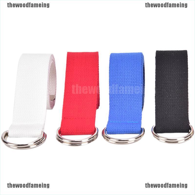 (meing)Unisex Casual Double D-Rings Nylon Canvas Stripes Buckle Waistband Outdoor Belts #3
