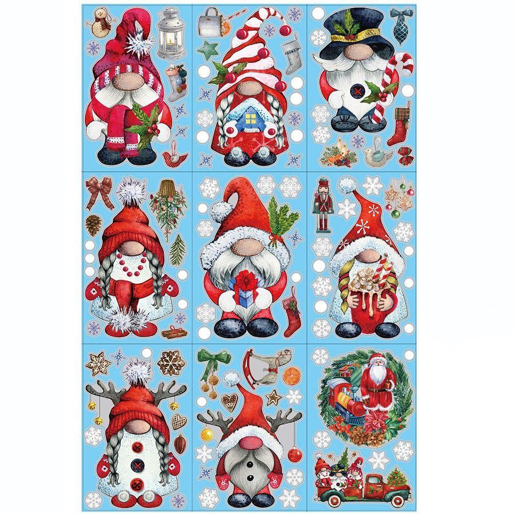 1 Bộ Sticker Dán Trang Trí Giáng Sinh Hình Ông Già Noel Và Bông Tuyết DIY