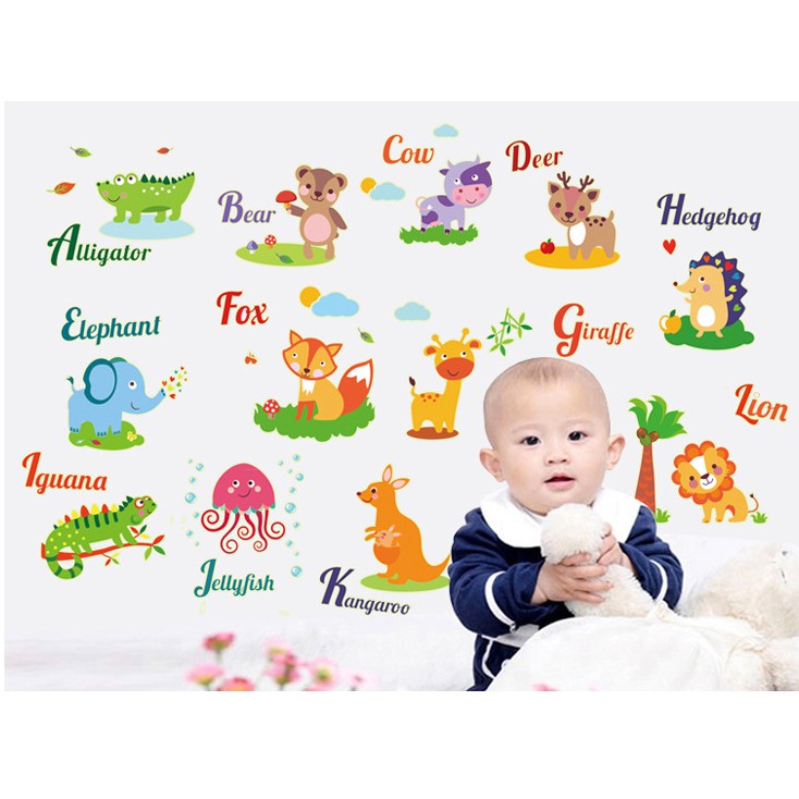 Decal trang trí dạ quang thú tiếng anh ( Kèm Video thật )