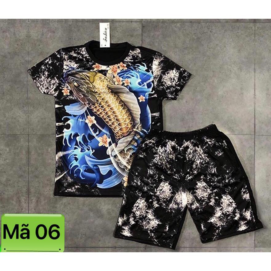 BỘ NAM in 3D cao cấp mã 06 ( CÁ CHÉP XANH) .