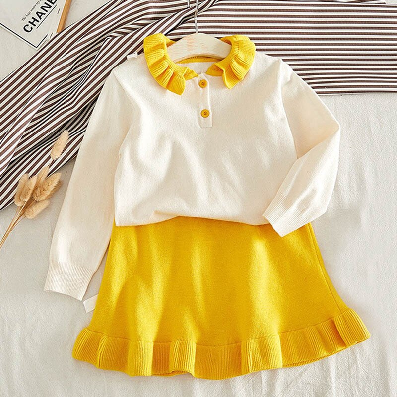 BEAR LEADER Bộ Áo Sweater Dệt Kim + Chân Váy Thời Trang Mùa Xuân Mới Cho Bé Gái 2-6 Tuổi