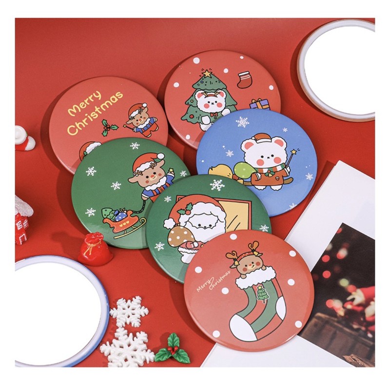 gương noel giáng sinh mini 7cm bỏ túi tiện lợi