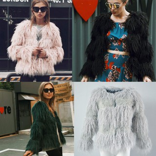 Áo khoác lông thú giả gợi cảm sang trọng cho nữ