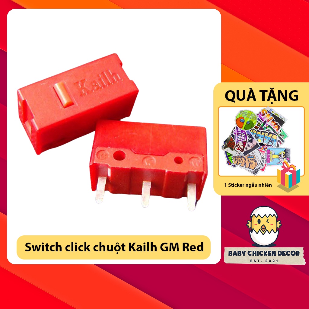 Switch nút click chuột Kailh GM Red cao cấp - Tiếp điểm mạ vàng 24K (60 triệu lần click)