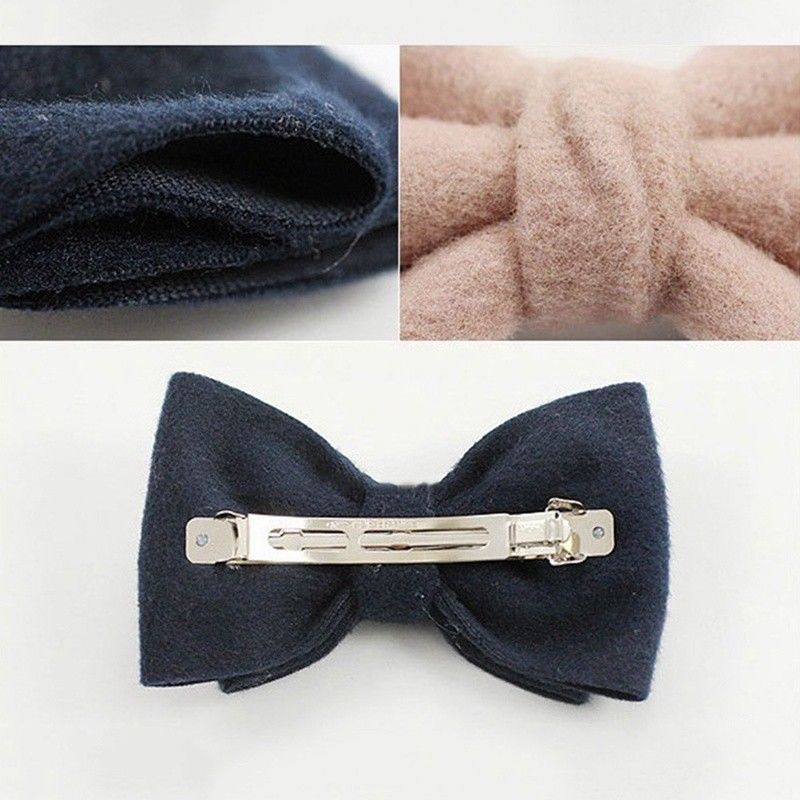 Kẹp tóc hình nơ màu trơn thanh lịch cho nữ