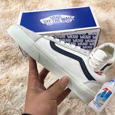 Giày Vans Vault Old Skool Trắng Sọc Đen giày nam nữ full bill box
