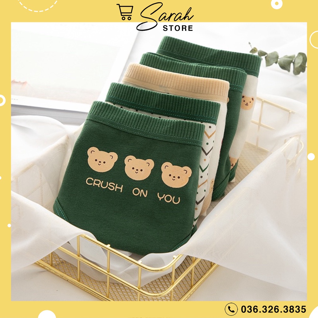 Quần Lót Nữ Cotton Họa Tiết Gấu Xanh Đậm Đáng Yêu Ngộ Nghĩnh 288