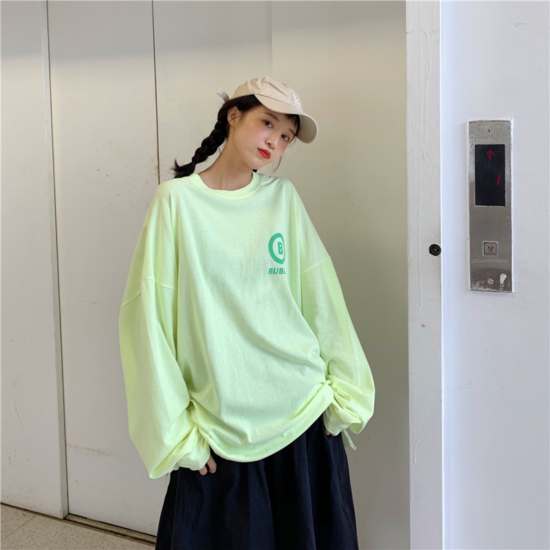 SUXI Áo Thun Nữ Dài Tay Cổ Tròn Thời Trang Hàn