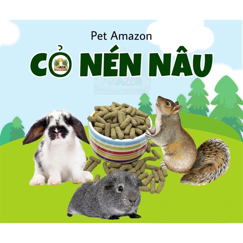 Cỏ Nén Nâu Thức Ăn Guinea Pig, Thỏ, Sóc Bắc Mỹ, Chinchilla 500g