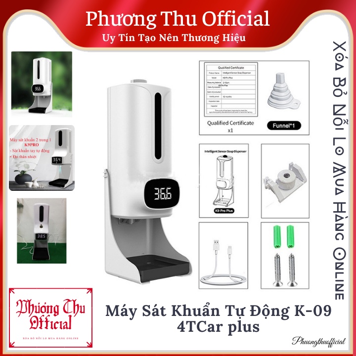 Máy sát khuẩn tự động K09 4TCar plus ,máy đo thân nhiệt 2in1 độ chính xác cao , giá thành hợp lý [ Phương Thu Official]