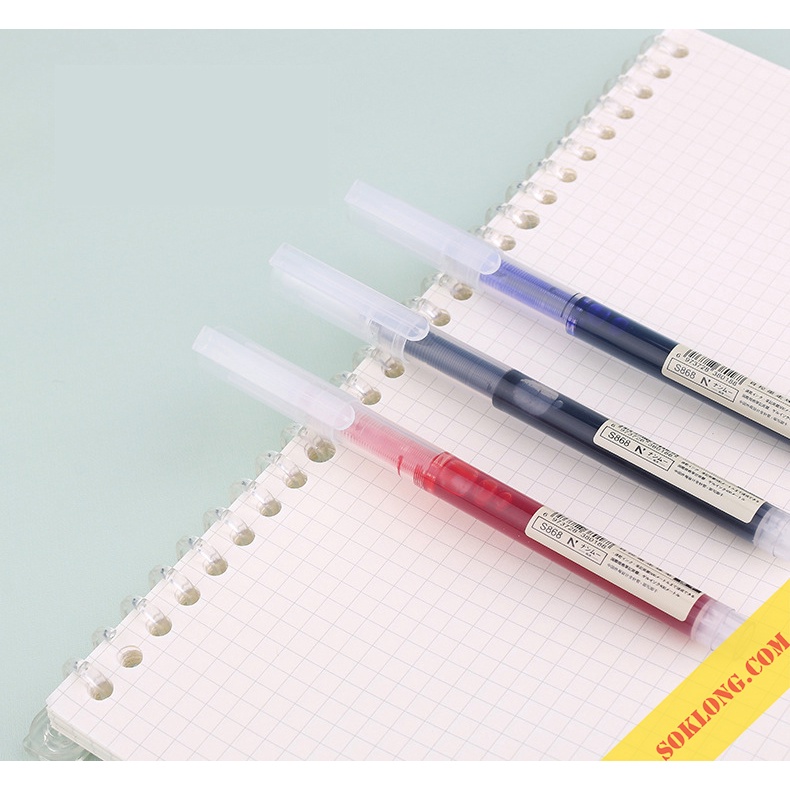 Bút nước ngòi kim nét 0.5mm B49 bút viết mực xanh/ đen/ đỏ phong cách tối giản Muji SOKLONG